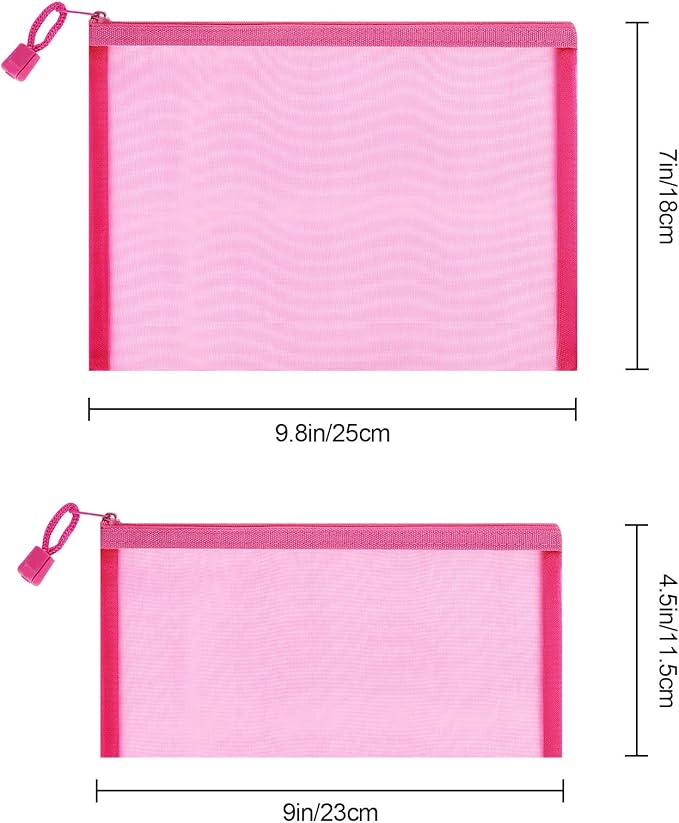 12 Pieces Zipper Nylon Mesh Pouch, Mesh Cosmetic Bags Makeup Bags Pencil Case, Multipurpose Travel Bags for Cosmetic School Office Supplies and Travel Accessories (Multicolored 01, A5+B6)