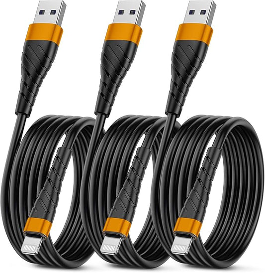 OIITH Apple MFi Certified iPhone Charger Cable 3 Pack 6 Ft, Long Lightning Charging Cord, Fast 2.4A iPhone USB Cord Compatible with iPhone12/11/XS/Max/XR/X/8/8P/7P/6 - Orange