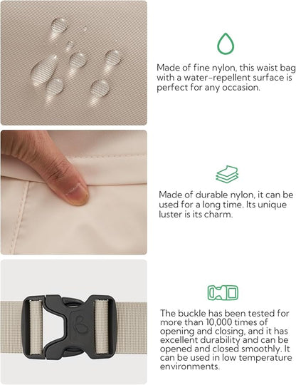 WATERFLY Fanny Pack Waist Packs: Large Crossbody Fanny Packs for Women Men with 5 Zipper Pockets Adjustable Strap Waist Bags Hip Pack for Traveling Cycling Running Hiking-White