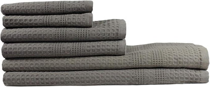 GILDEN TREE Waffle Towel Set Quick Dry Thin | 2 Bath Towels | 2 Hand Towels | 2 Washcloths, Classic Style (Stone)
