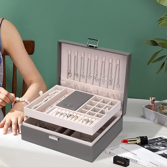 Storage and Organizer Jewelry box Jewelry Storage Box Travel Jewelry Organizer Cases craft containers for organizing/GRAY