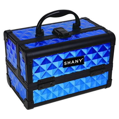 SHANY Chic Makeup Train Case Cosmetic Box Portable Makeup Case Cosmetics Beauty Organizer Jewelry storage with Locks, Multi trays Makeup Storage Box with Makeup Mirror - Peacock Blue
