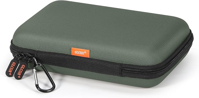 GLCON Large Classic Army-Green Case - Hard Shell Electronic Organizer Travel Carrying Case - Shockproof Electronic Accessories Storage Pouch Bag for Game Drive, Hard Disk, Power Bank, Charger