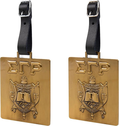 Sigma Gamma Rho Sorority Paraphernalia - SGRho - Official Vendor - Travel Luggage Tags - Set of 2 - Greek Letters and Shield