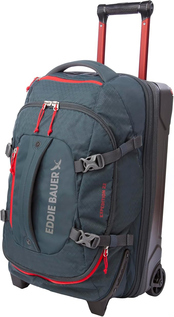 Eddie Bauer Expedition Rolling Duffel Bag with Wheels | Travel | Carry-On | Luggage | Rugged | Durable - Storm, 22"