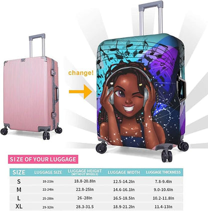 Luggage Covers for Suitcase - Washable Suitcase Protector - Anti-scratch - Medium Black - Girl Music