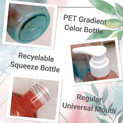 24 Pieces Empty Clear Gradient Color Pump Bottle, 8.4 oz Refillable Plastic Dispenser Bottles with Pump, Travel Lotion Container for Shampoo Hand Body Soap Oil Massage Moisturizer Face Cream Liquid