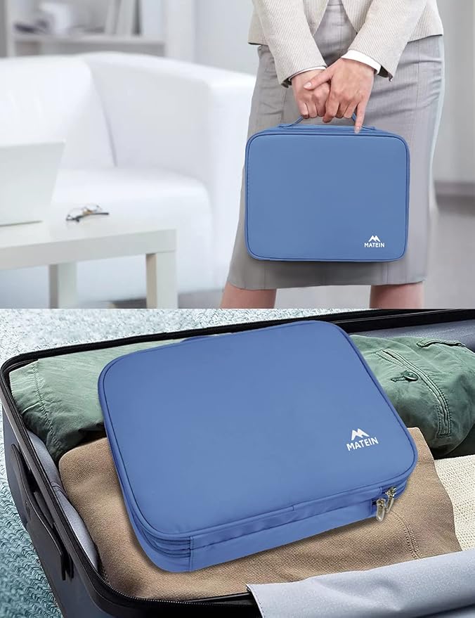 MATEIN Cable Organizer Bag, Large Travel Tech Organizer Water Resistant Electronic Accessories Case with Handle for Tablet, Cables, USB, Hard Drive, Double Layers Travel Gift for Men and Women, Blue