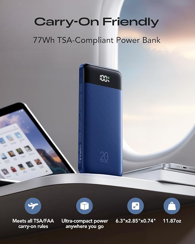 20000mAh Power Bank Fast Charging, Portable Charger with 4 Built-in Cables & 6 Outputs, 20W PD USB C Battery Pack Compatible with iPhone 16/15, Galaxy, Android, iPad & More (Travel Essential)