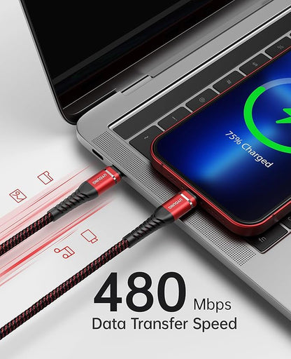 iPhone Charger USB C 6FT 2Pack [Apple MFi Certified] Type C to Lightning Cable Braided Fast Charging Cord Compatible with iPhone 14 13 12 11 8 7 6 SE XR XS X, iPad - Red