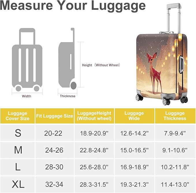 FOREVER QUEEN Christmas Elk Luggage Cover Suitcase Protector Suitcase Cover Anti-Scratch,Stretchable Bag Cover Washable Durable Polyester
