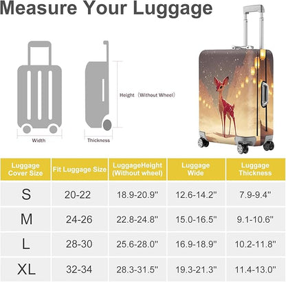 FOREVER QUEEN Christmas Elk Luggage Cover Suitcase Protector Suitcase Cover Anti-Scratch,Stretchable Bag Cover Washable Durable Polyester