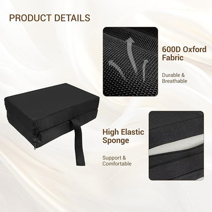 Portable Airplane Seat Cushions 2 Pack, Stadium Seat Cushions 16.8 * 13 * 2 inches with Handle, Foldable Design for Travel and Outdoor Use (Black)