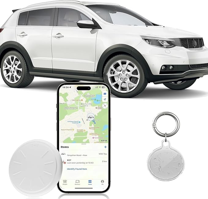 Tracker Works with Apple Find My (iOS Only),Key Finder Luggage Tracker with Keyring and Waterproof Case,Not for Android,Track Wallet Backpack Suitcase Dogs Cats Pets Collar Car (1 Pack)