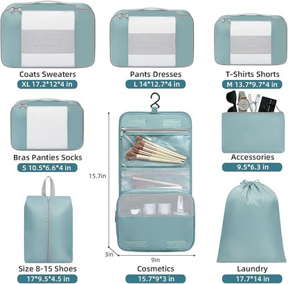 BAGAIL 6 Set/8 Set/10 Set Packing Cubes Various Sizes Packing Organizer for Travel Accessories Luggage Carry On Suitcase