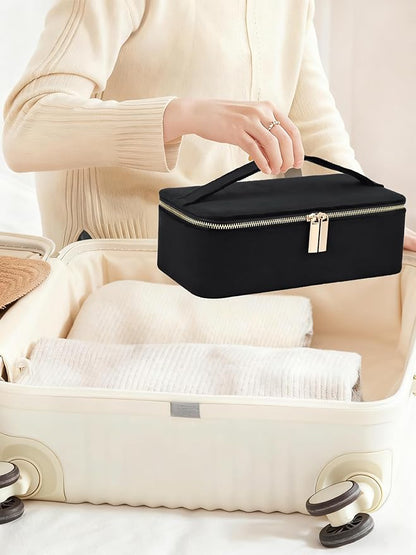 HofferRuffer Jewelry Box Organizer for Women Girls, Travel Jewelry Case with Portable Zipper Bags, Jewelry Storage Ideal for Travel & Home Organization (12pcs-Black Velvet)