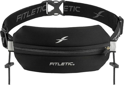 Fitletic Neo Race Belt, Black | Unique No Bounce Design for Marathon, Triathlon, Trail, 5k, 10k | Running Belt | N01R-01