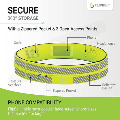 FlipBelt Zipper Running Belt, Waist Pack for Fitness and Running, US Company