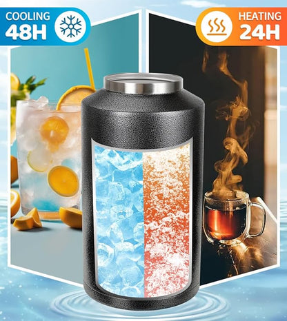 Insulated Water Bottle, 1 Gallon Jug with Handle, 128 oz Stainless Steel Large Water Bottle Wide Mouth Double Vacuum for Hot & Cold Drinks, Textured Black