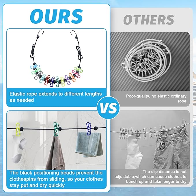 Travel Clothesline for Cruise Retractable Clothesline with 12 Clothesline Clips 2 Strong Magnets Hooks 4 Luggage Tags Camping Portable Clothesline for Hotel Room RV Indoor Cruise Ship Essentials 2025