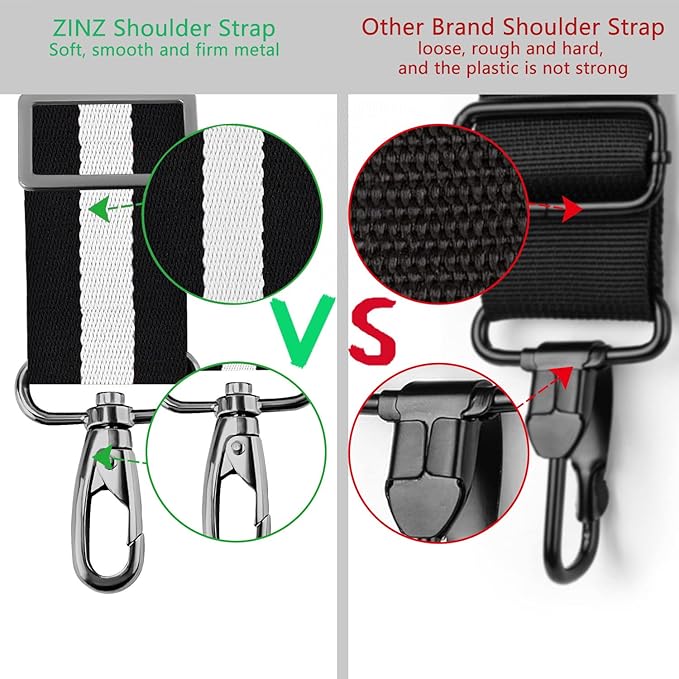 ZINZ 79 inch Shoulder Strap, Extra-thick Fixed Cushion Pad and Dual Clasps Universal Replacement Strap with Metal Swivel Hooks for Laptop Bags, Luggage Bags, Camera, Crossbody(Stripes-BkWBk)