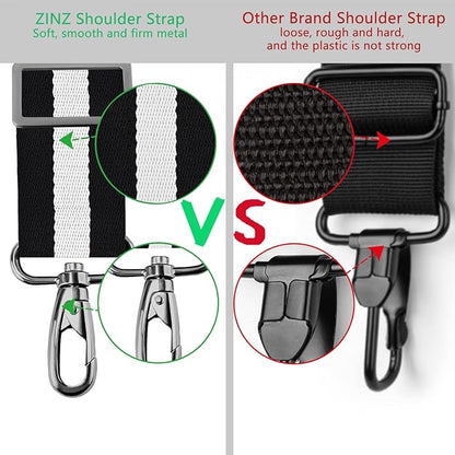 ZINZ 79 inch Shoulder Strap, Extra-thick Fixed Cushion Pad and Dual Clasps Universal Replacement Strap with Metal Swivel Hooks for Laptop Bags, Luggage Bags, Camera, Crossbody(Stripes-BkWBk)