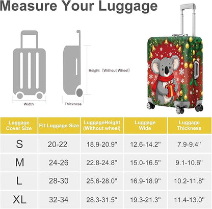 FOREVER QUEEN Christmas Koala Luggage Cover Suitcase Protector Suitcase Cover Anti-Scratch,Stretchable Bag Cover Washable Durable Polyester