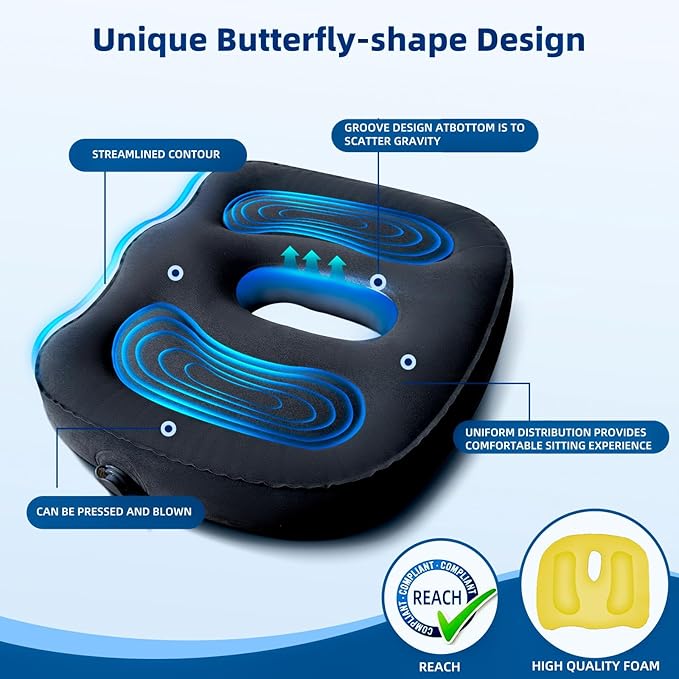 Travel Cushion,Air Seat Cushion,Evolution Cushion Portable & Lightweight Inflatable Seat Cushion - Ideal for Airplane Chairs, School Bleachers, Stadium Seats, and Wheelchairs