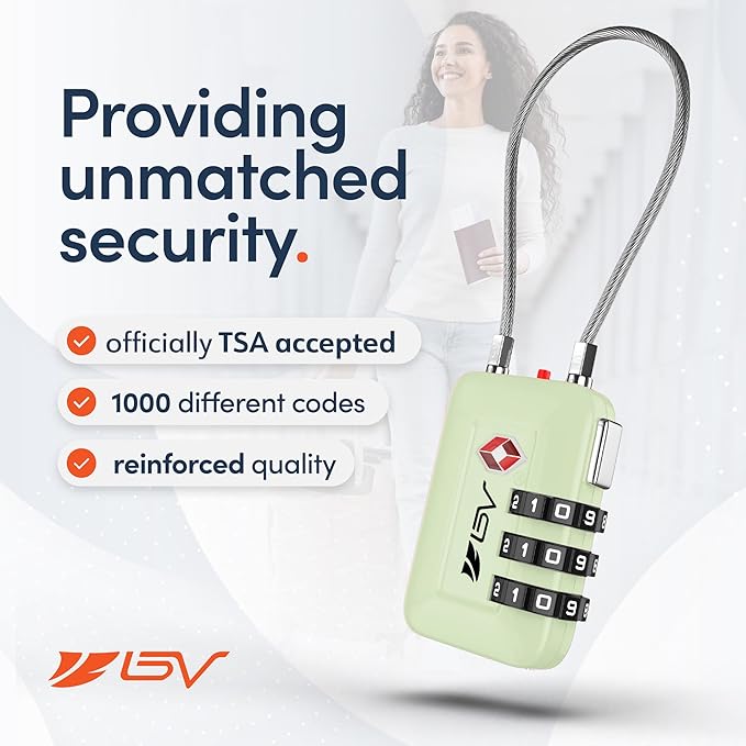 TSA Accepted Luggage Travel Lock, Set-Your-Own Combination Lock for School Gym Locker, Luggage Suitcase Baggage Locks, Filing Cabinets, Toolbox, Case (Mint Green, 4 Pack)