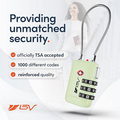 TSA Accepted Luggage Travel Lock, Set-Your-Own Combination Lock for School Gym Locker, Luggage Suitcase Baggage Locks, Filing Cabinets, Toolbox, Case (Mint Green, 4 Pack)