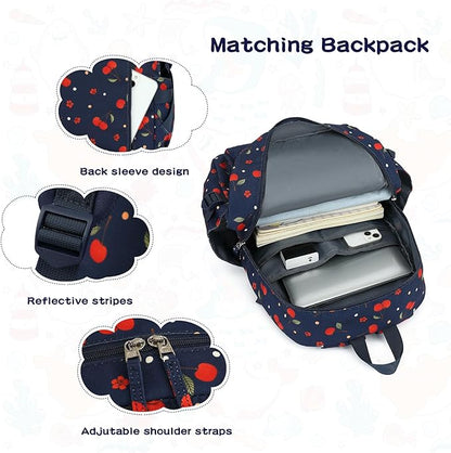 Somago 4 Piece Kid's Luggage with Backpack Set for Boys Girls Spinner 18" Hardside PC Rolling Carry on Suitcase with TSA Lock (Cherry Navy)