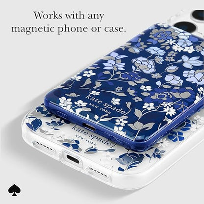 kate spade new york MagSafe Portable Charger Power Bank 5000mAh - iPhone Charger for Fast Charging - Magnetic Wireless Battery Pack with USB-C Port - Flowerbed Blue