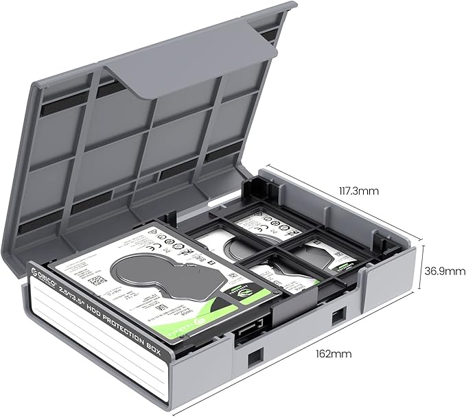 ORICO 5-Pack Hard Drive Carrying Case Protective Box for 3.5/2.5 Inch SSD HDD Portable with Anti-Static,Shockproof and Dust Proof Travel Storage Bag-PHP25-5C