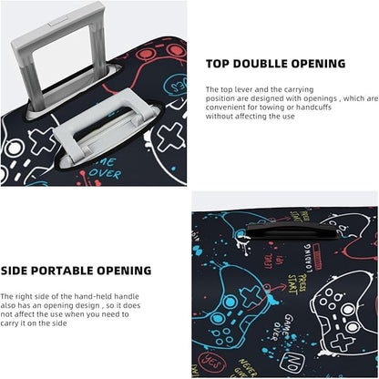 Joysticks Gamepad Game Luggage Cover Washable Suitcase Protector, Gamer Luggage Tag Travel Birthday Gifts For Men Women (L 26-28 Inch Luggage)