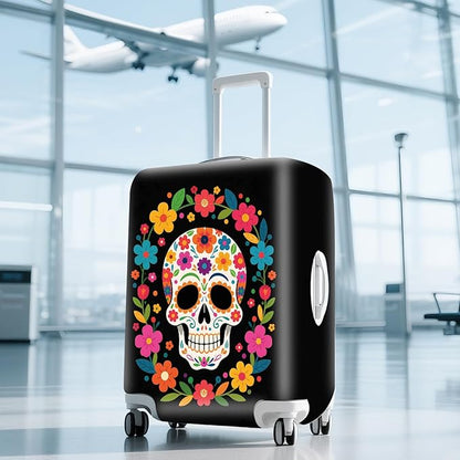 ANNA QUEEN Skull Halloween Travel Luggage Cover Suitcase Protector Suitcase Cover Anti-Scratch,Stretchable Luggage Travel Bag Cover Washable L(fits 26-28Inch suitcase)