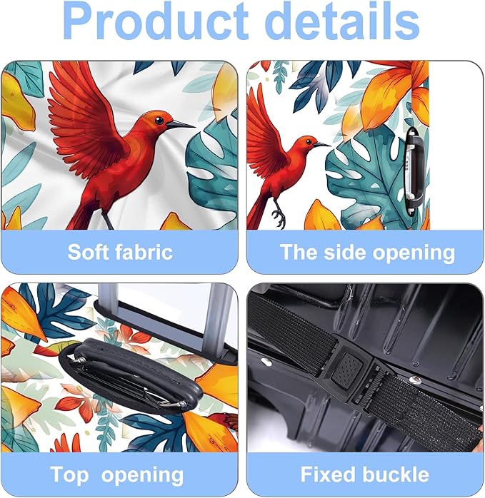 Luggage Cover Washable Suitcase Protector Anti-Scratch,Stretchable Fit for 20-34Inch Luggage Durable Travel Bag Cover with Zipper Closure (Bird, XL(fits 32-34Inch suitcase))