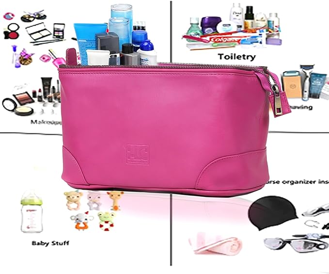 HLC Leather Toiletry Bag - Best Gift for Men - Premium Genuine Leather Dopp Kit Shaving Kit Organizer Travel Kit Pouch Bag - Large Size