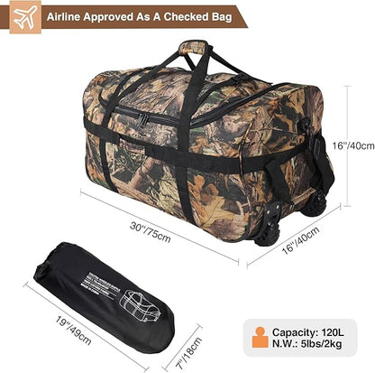 REDCAMP 85L/120L/140L Foldable Duffle Bag with Wheels, Large Travel Duffel Bag