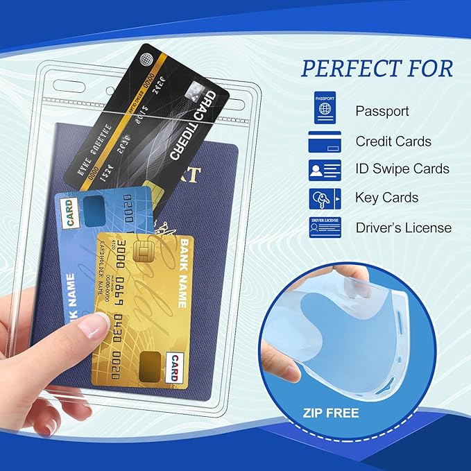 100 Pack Clear Plastic Passport Identification Card Holders, 4x6 Inch Vertical No Zipper Plastic Name Badge ID Card Holders