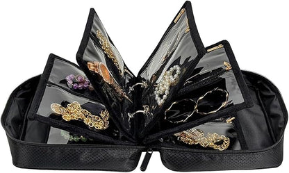 Dexmary Travel Jewelry Organizer and Storage Case for Women, Travel Jewelry Storage with 36 Velvet Zipper Velvet Pouches, Portable Gift for Earrings Necklaces, Rings, Bracelet, Watch