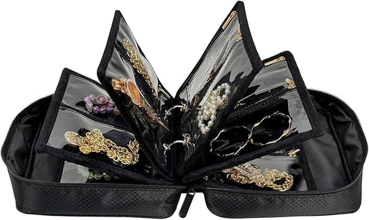 Dexmary Travel Jewelry Organizer and Storage Case for Women, Travel Jewelry Storage with 36 Velvet Zipper Velvet Pouches, Portable Gift for Earrings Necklaces, Rings, Bracelet, Watch