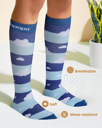 Cute Compression Socks for Women - 3 Pairs 20-30 mmHg Graduated Support Lightweight for Daily Wear Travel Nurse