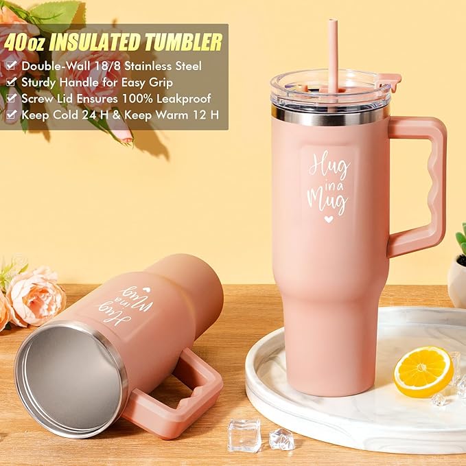 Birthday Gifts for Women Self Care Gifts Get Well Soon Gifts, Rose Relaxing Spa Gifts Basket Care Package w/ Flannel Blanket 40 OZ Tumbler, Christmas Gifts for Mom Wife Grandma Friends Sisters Her