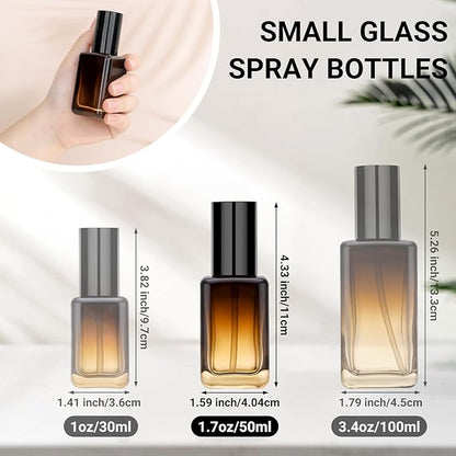 Segbeauty 1.7oz Amber Glass Spray Bottle Refillable Travel Bottles, 4pcs Fine Mist Travel Empty Spray Bottle for Hair, 50ml Atomizer Sprayer for Perfume, Liquid Containers Perfume Cologne Bottles