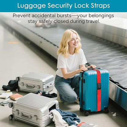 Travel Inspira Luggage Straps for Suitcases with TSA Lock, Protect Your Luggage Anti-Burst, High Visibility Color, Easy to Identify Luggage Adjustable Heavy Duty Belt for 20-32 Inch Suitcases