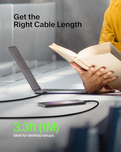 Belkin BoostCharge Braided USB-C to USB-A Charging Cable (3.3ft/1M) for iPhone 17 & 16 Series, Samsung Galaxy S25 Series, Google Pixel 10, iPad Pro, Nintendo Switch 2, Carplay, & More - Black (2-Pack)