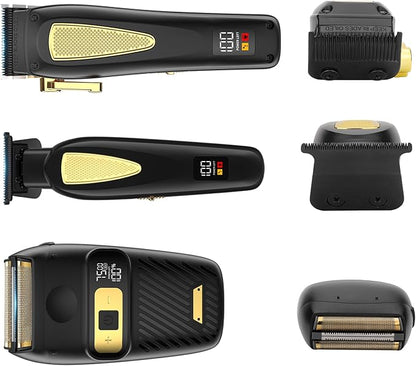 Hair Clippers,Mens Beard Trimmer,Electric Razor for Men,Professional Hair Cutting Kit & Zero Gap T-Blade Trimmer & 7500 RPM Foil Shaver with LCD Display,Mens Gift