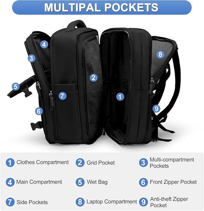 Casual Backpack Traveling Backpack, A-black, Expandable, Modern