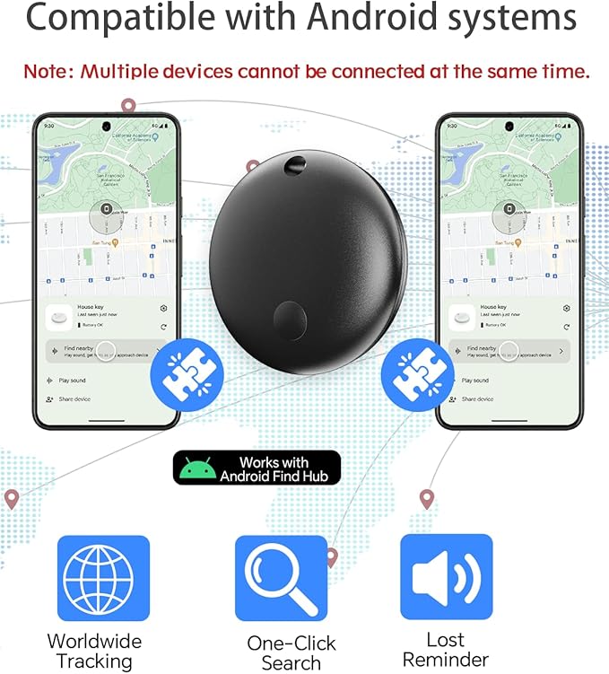 Air Tracker Tag, IP67 Waterproof Bluetooth Tracker, Keychain Finder, Item Locator forBackpacks, Suitcases and Wallets, Cars, Keys and Cameras (Android Only Black-4)