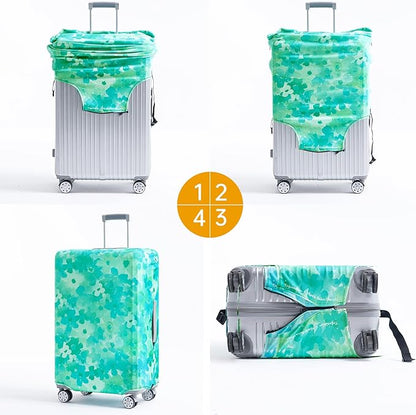 Travelkin Luggage Covers For Suitcase Tsa Approved,Suitcase Cover Protector Fit 18-32 Inch Luggage (Blue Floral, XL)